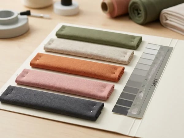 Colorfastness wash test on dyed yoga fabric swatches
