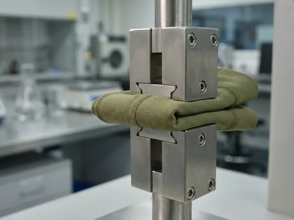 Seam-strength pull test on a finished yoga garment