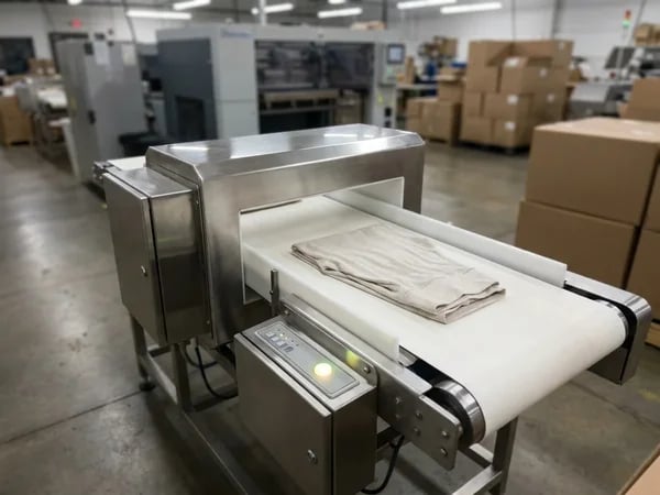 In-line needle detector scanning finished garments