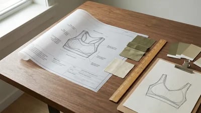 Tech pack spec sheet for sports bra brief without impact level