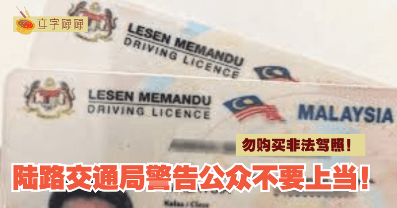 陆路交通局警告公众不要上当，购买非法驾照！