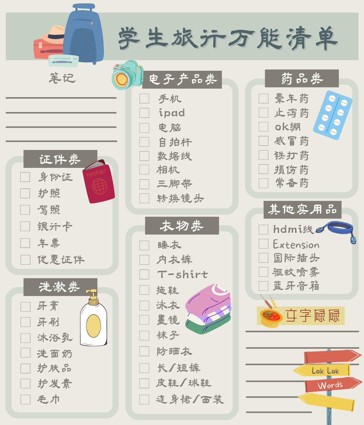 旅行最怕忘了带这些?学生必备的万能清单! | 文字碌碌 旅行最怕忘了带这些?学生必备的万能清单! | 文字碌碌