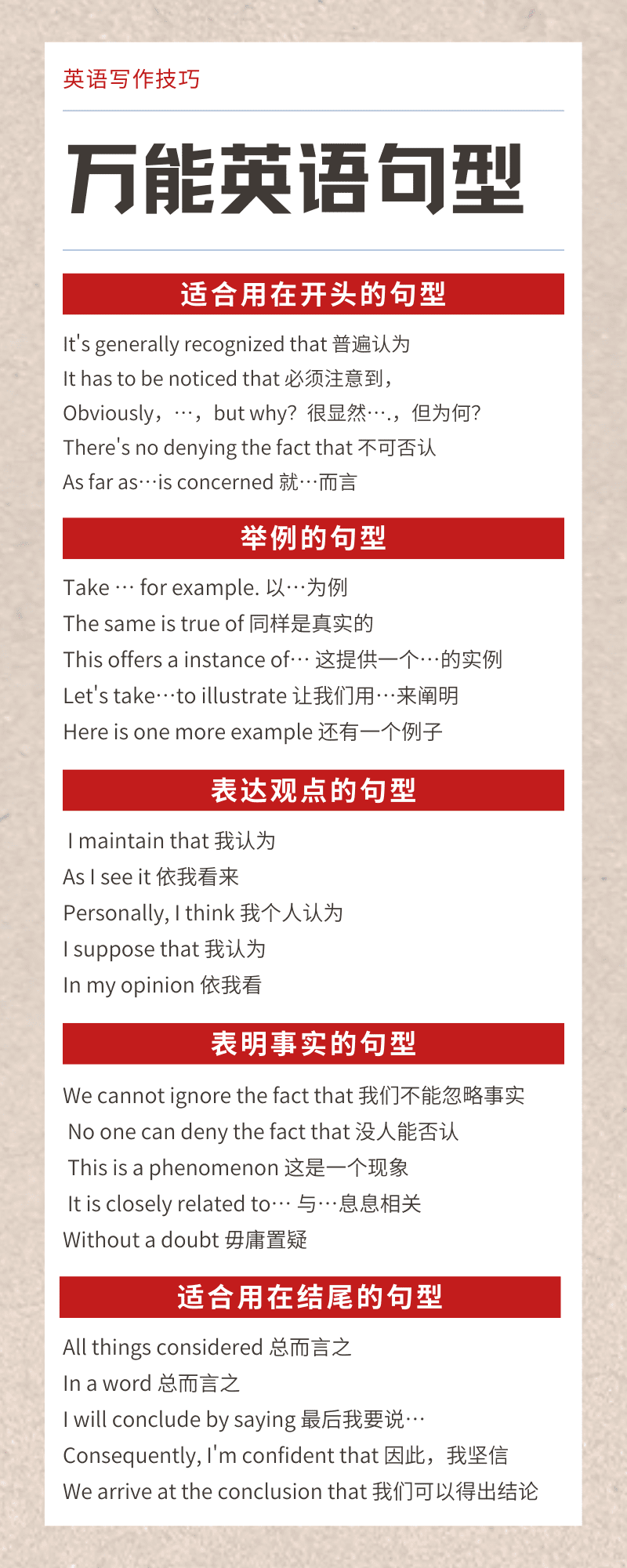 值得收藏的英语万能句型 | 文字碌碌
