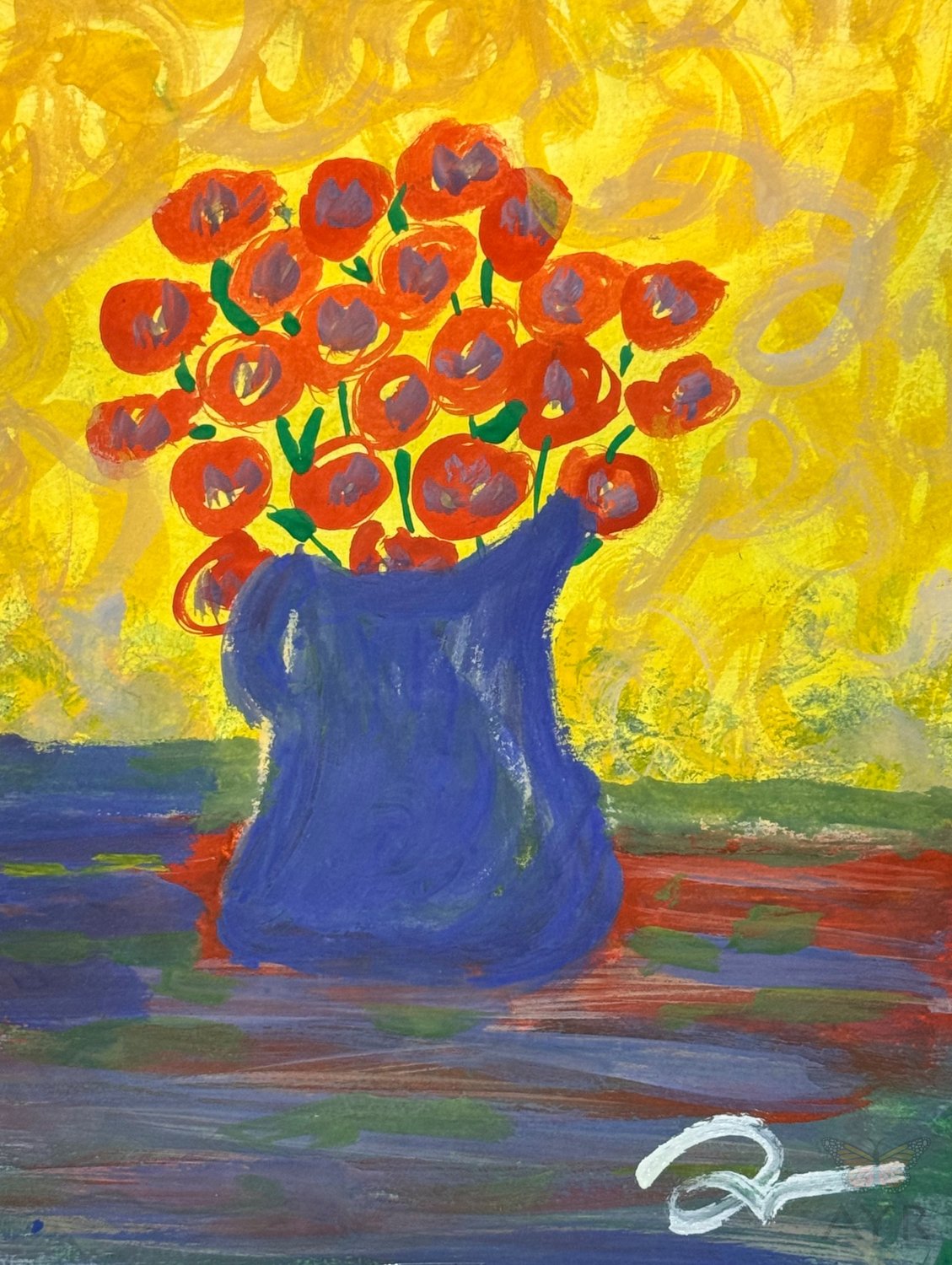 Rose Pitcher by Melissa Ayr, a colorful floral still life