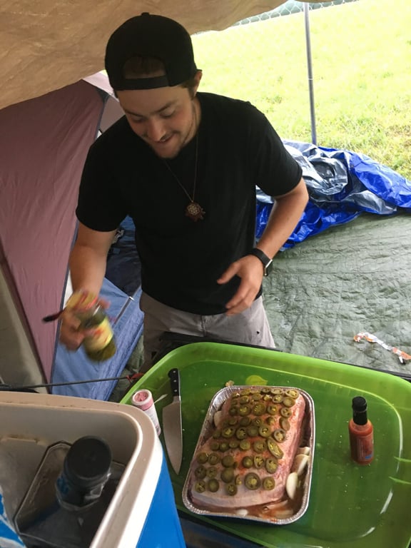 Dave Making Tacos at Camp