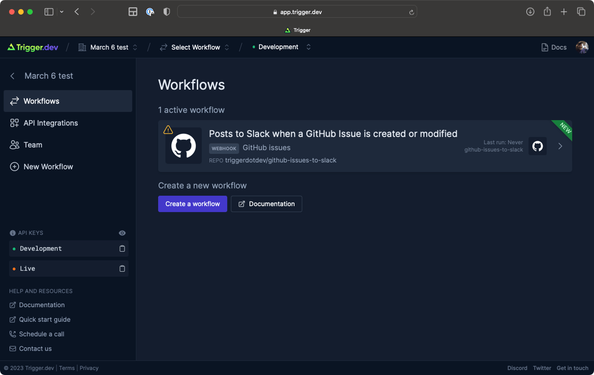 Workflow dashboard