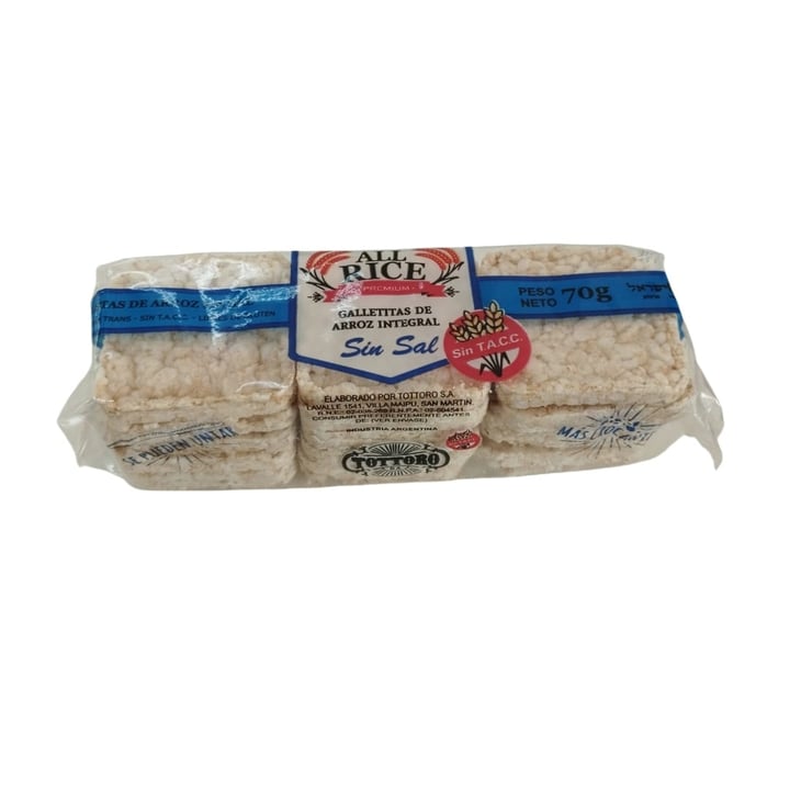 Galletas de Arroz Integral S/Sal