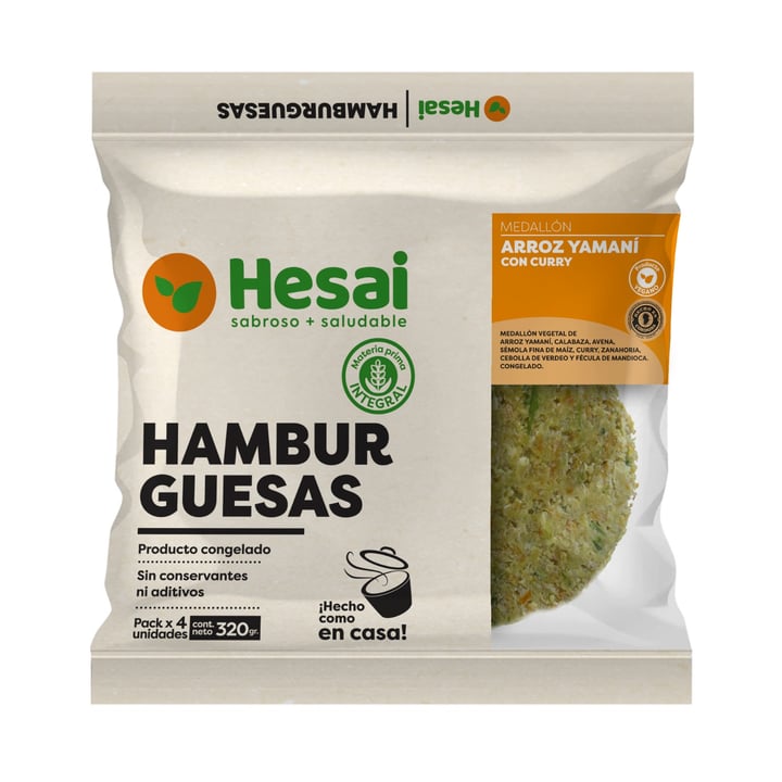 Hamburguesa arroz yamani con calabaza al curry