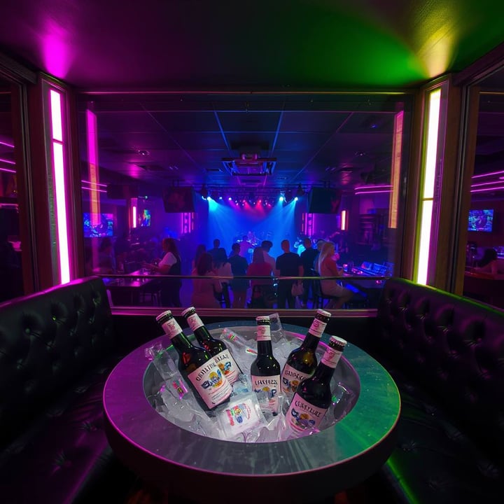 Un box reservado con sillones y la mesa servida