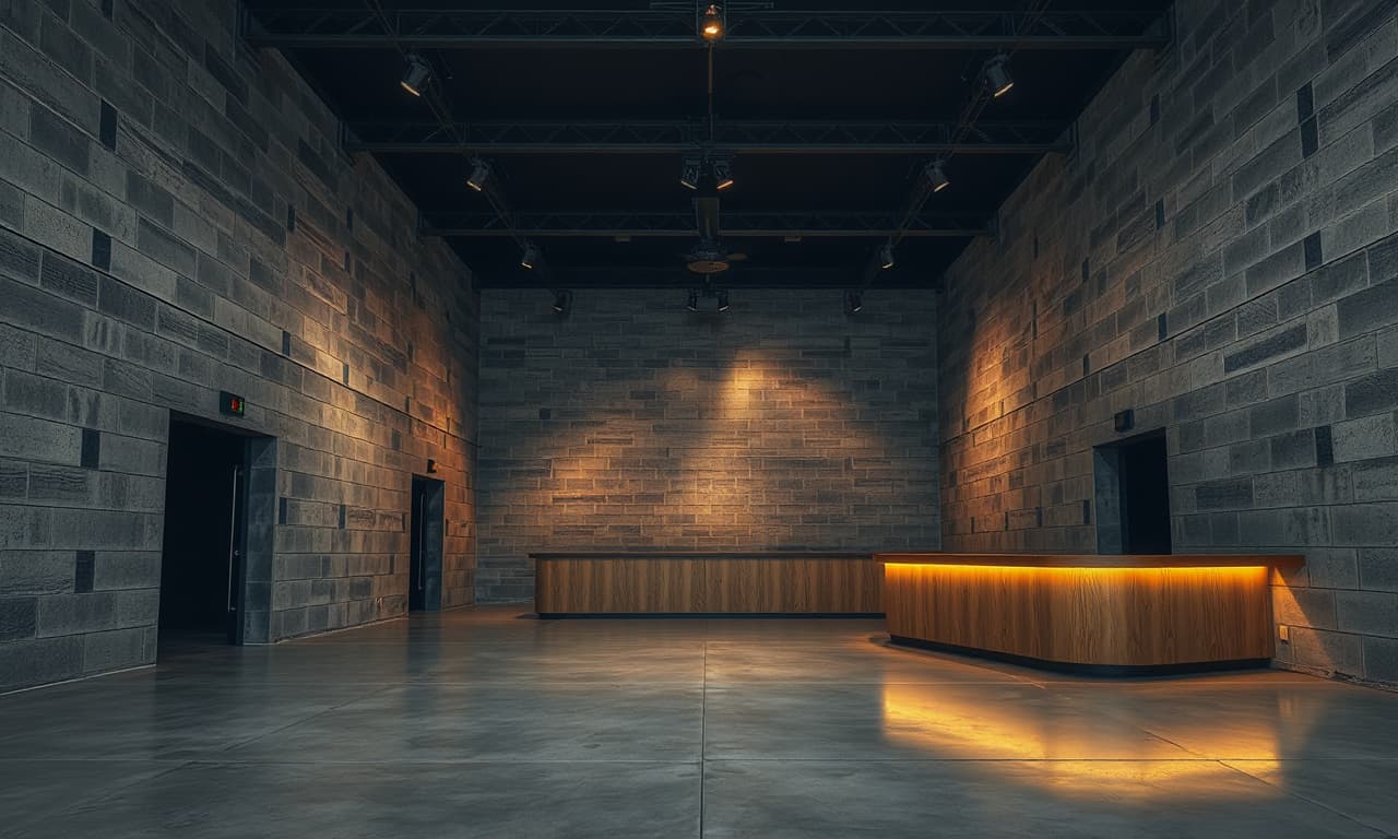 El salón de ARENA a lo ancho, con la barra encendida al fondo y el techo negro
