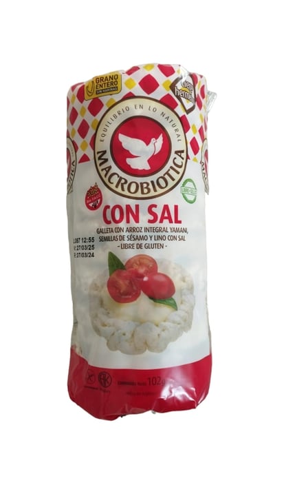 Discos de arroz yamani con sal. Macrobiotica