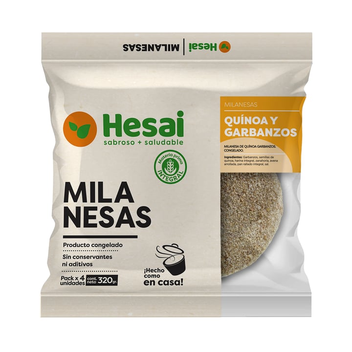 Milanesa integral Quinoa y garbanzos