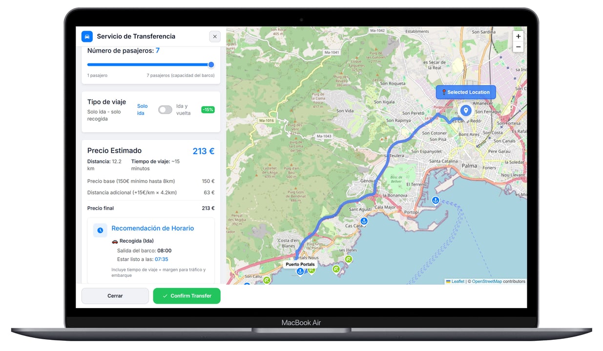 EasyCharter premium transfer app - Modern interface