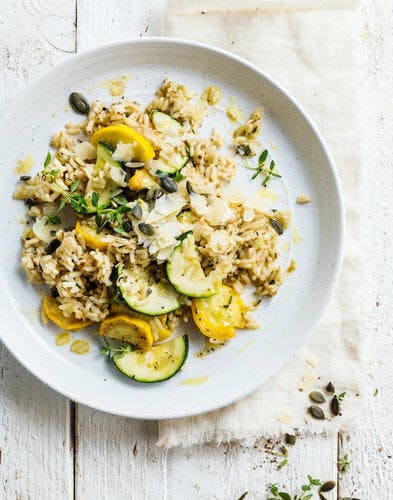 Recette - Riz pilaf aux courgettes et graines de courge