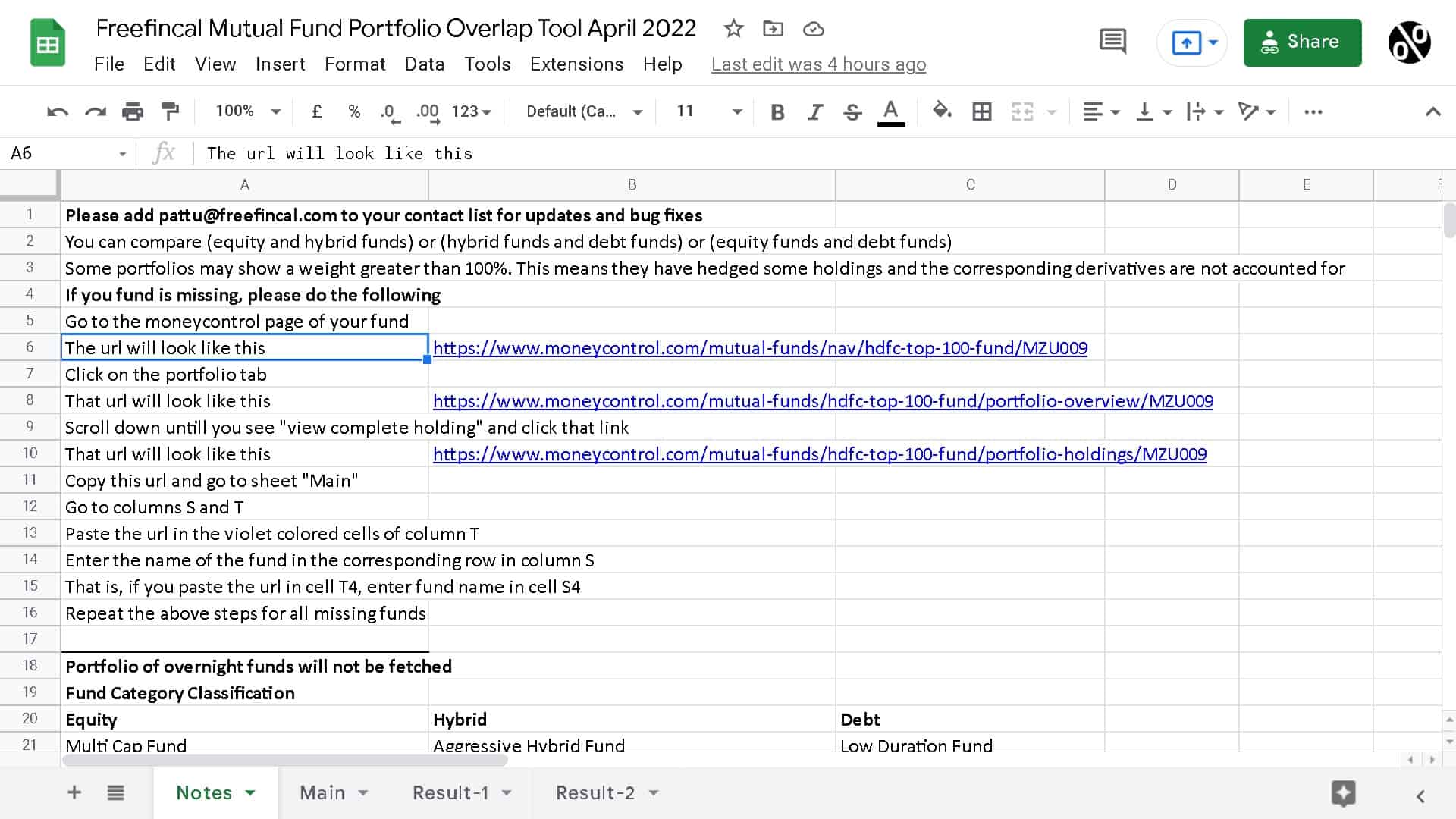 Screenshot of the Freefincal Mutual Fund Portfolio Overlap Tool - the notes page with helpful instructions Screenshot of the Freefincal Mutual Fund Portfolio Overlap Tool - the notes page with helpful instructions