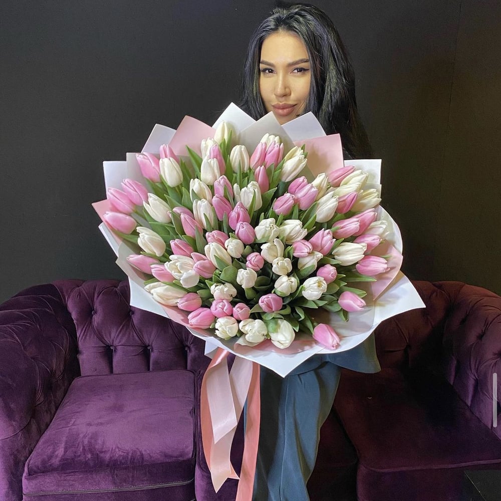 Букет из 51 Тюльпана - заказать и купить за 7 190 ₽ с доставкой в ...