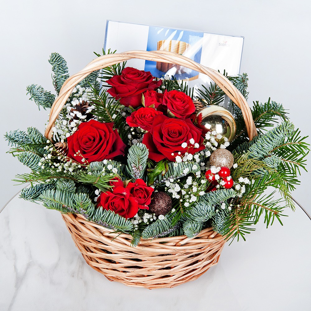 Christmas flowers cheap gift baskets