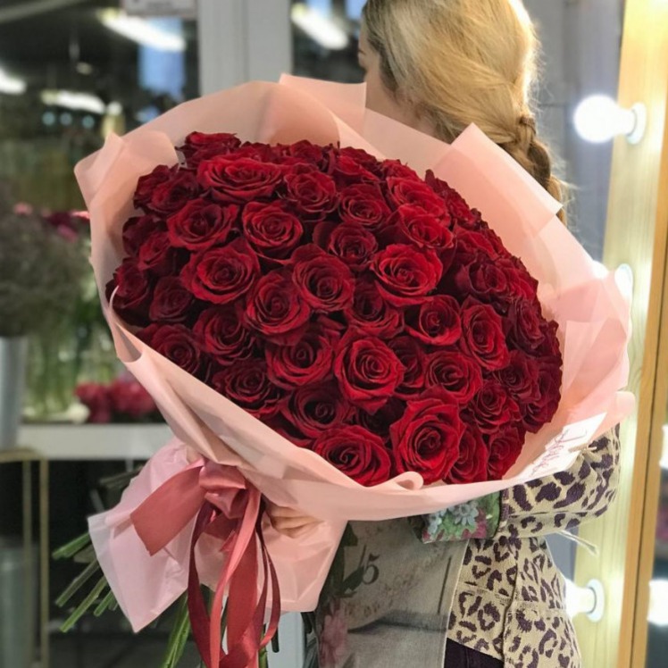 Bouquet '51 red roses with decoration' - order and send for 236 $ with same  day delivery - MyGlobalFlowers