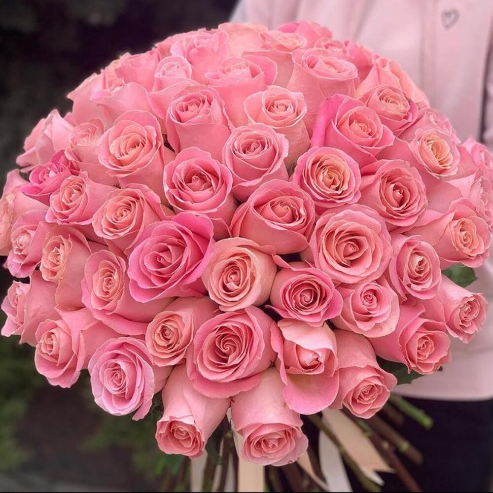 Bouquet of 51 Pink Roses - order and send for 152 $ with same day delivery  - MyGlobalFlowers