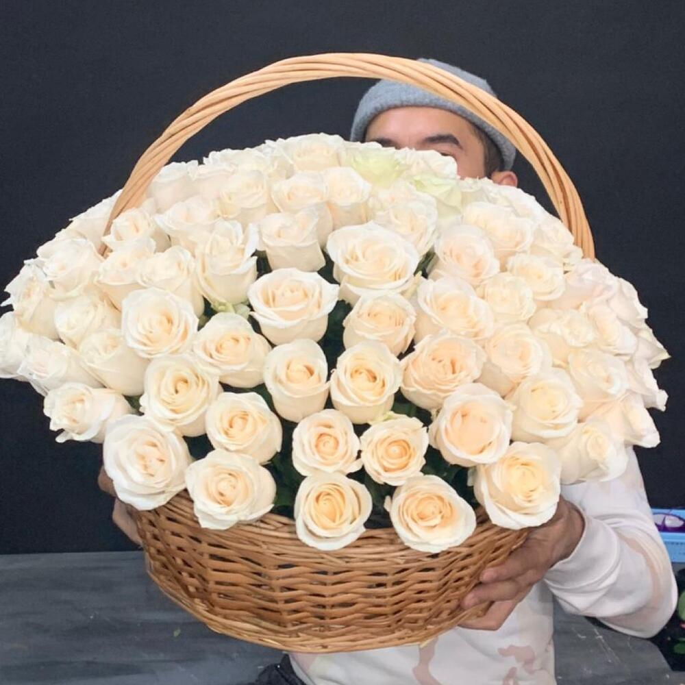 Flower basket '101 Rose In Basket' - order and send for 208 $ with same day  delivery - MyGlobalFlowers