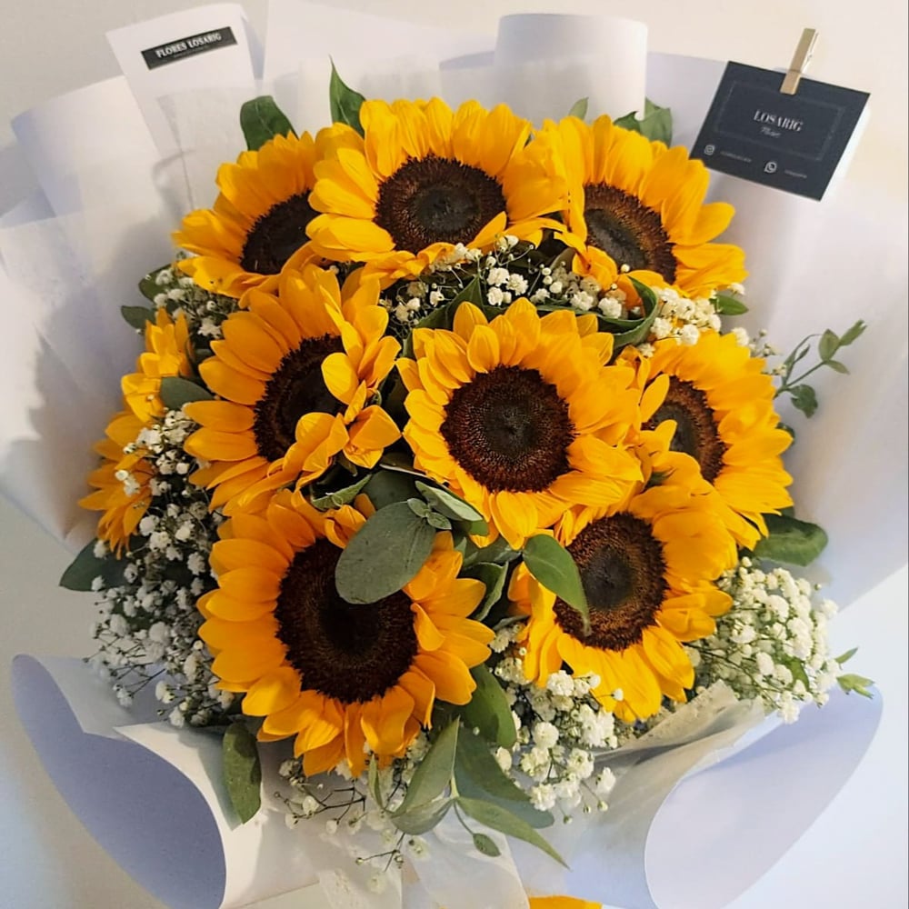 9 wedding bouquet - orange roses and yellow sunflowers - Artificial Flowers