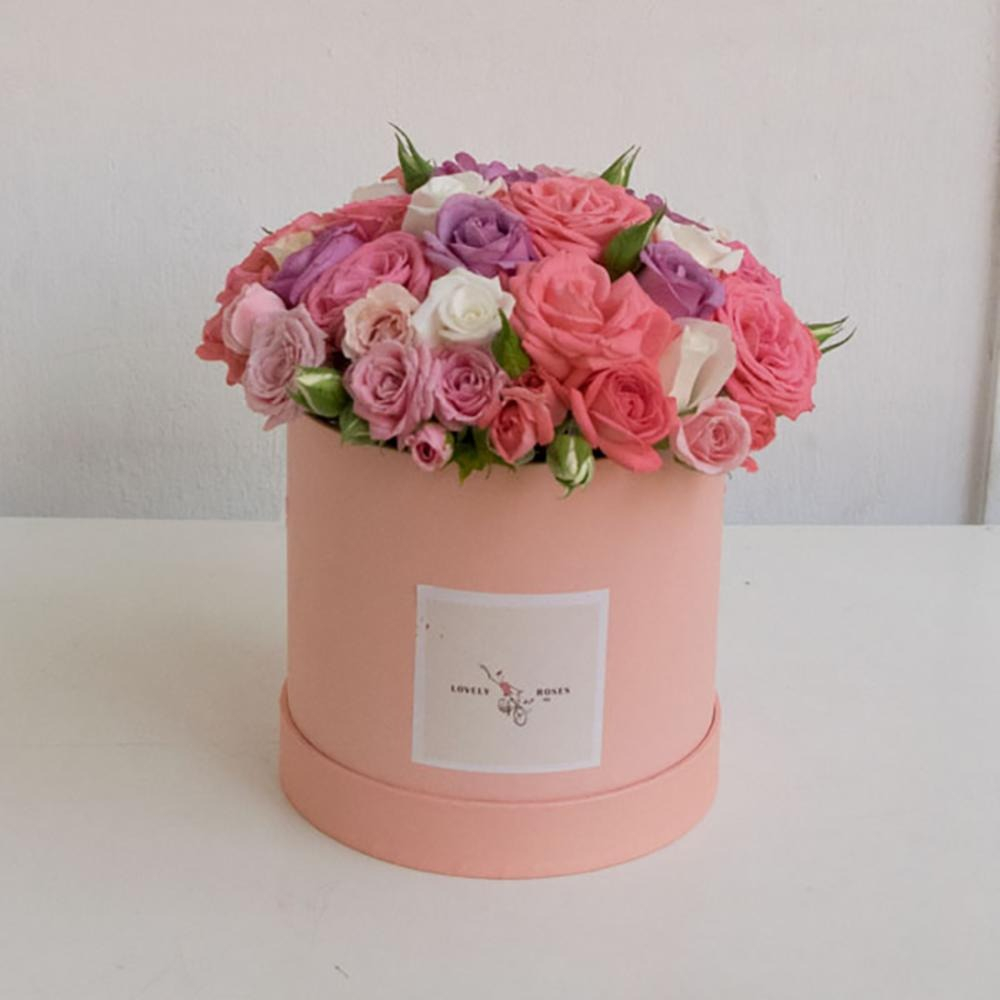 The Colored Rose Hat Box 2 in Oakland Park, FL | WJM Floral & Events