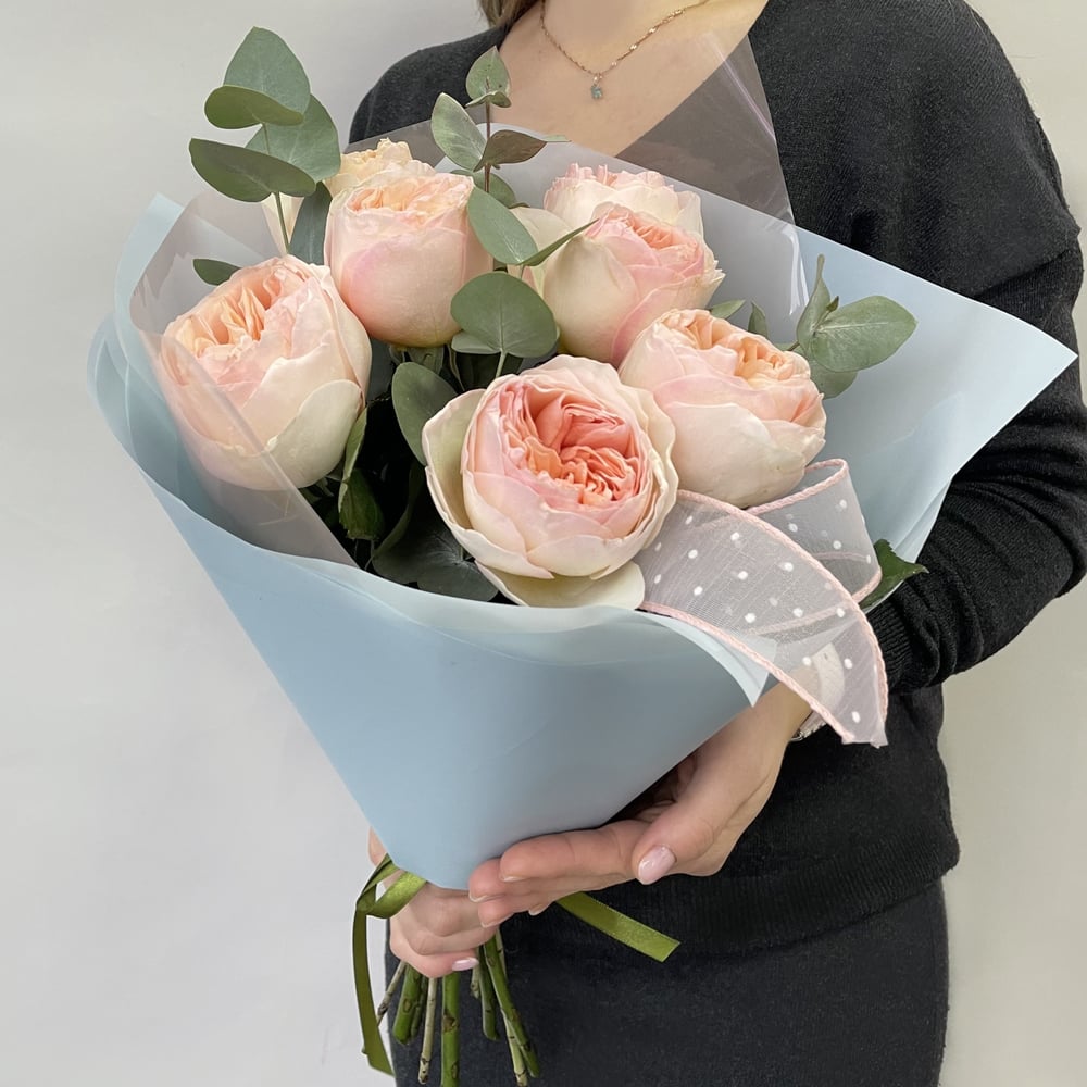 Bouquet of 7 peony roses Juliet - order and send for 56 $ with same day  delivery - MyGlobalFlowers