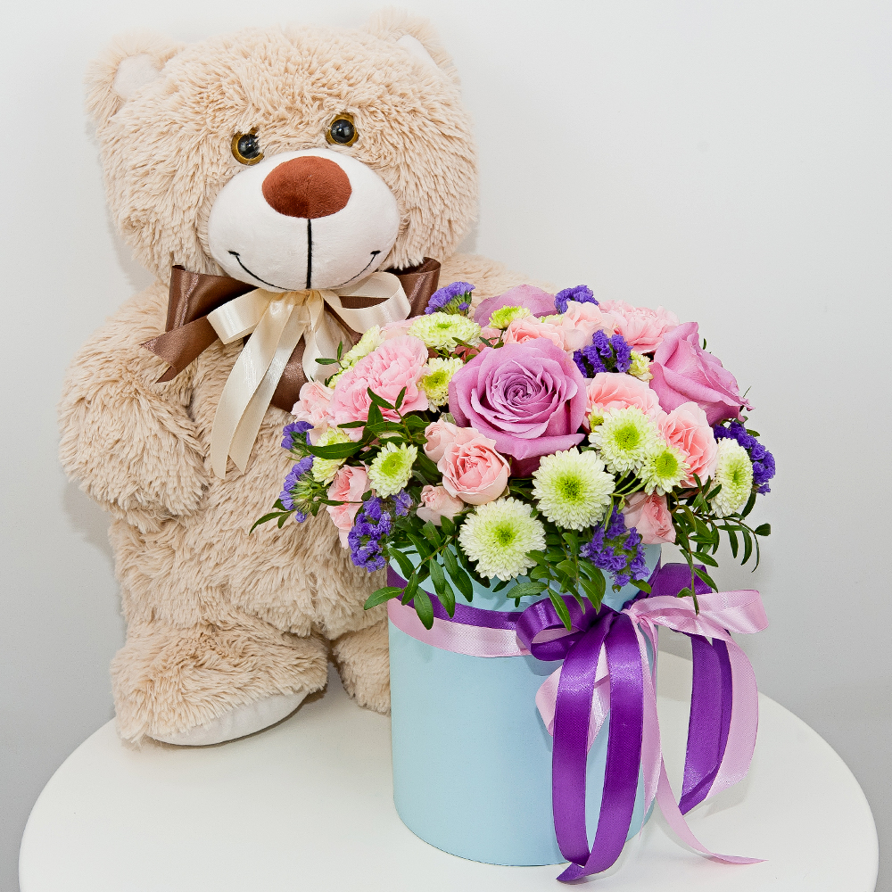 Flower with teddy deals bear