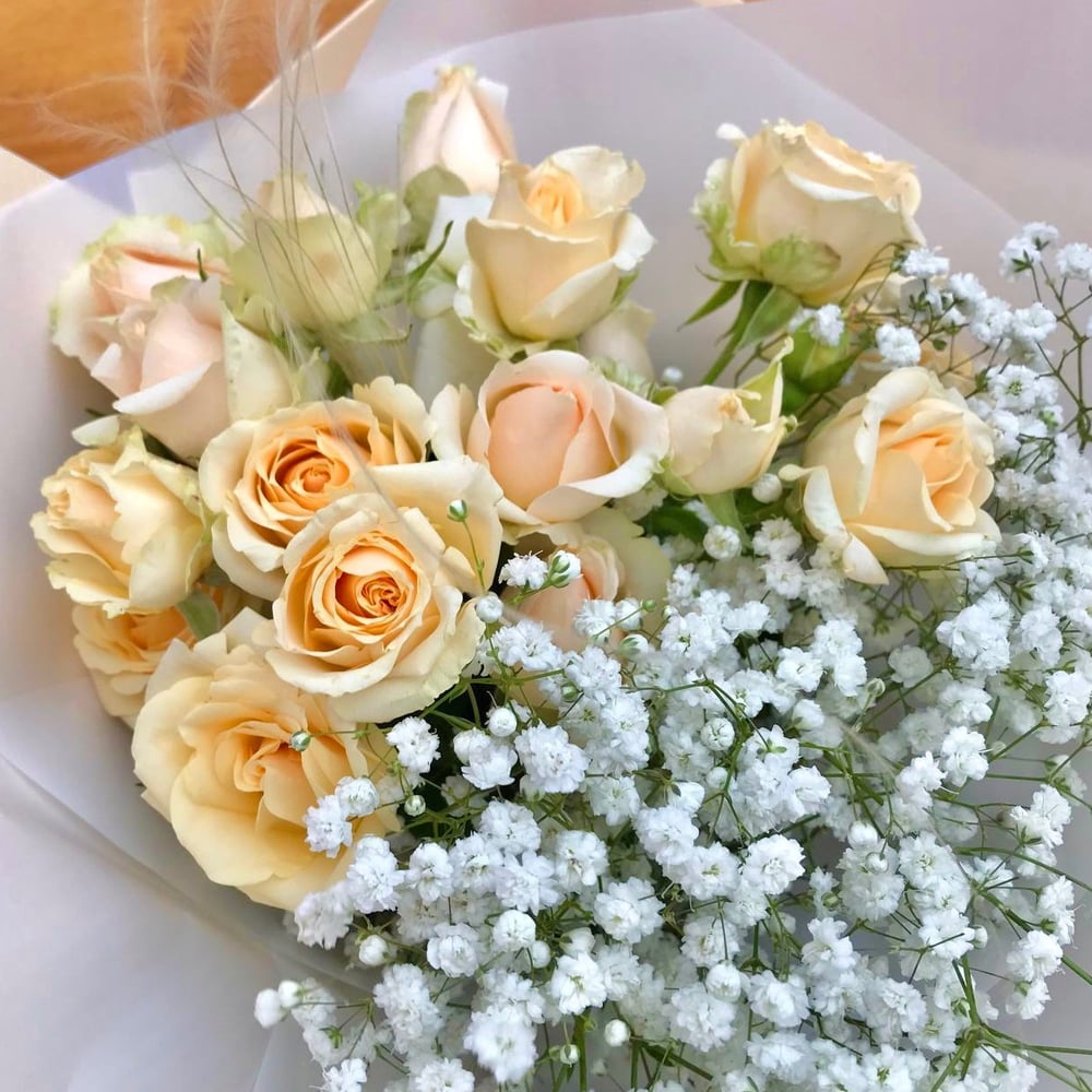 White Roses & Babies Breath Bouquet