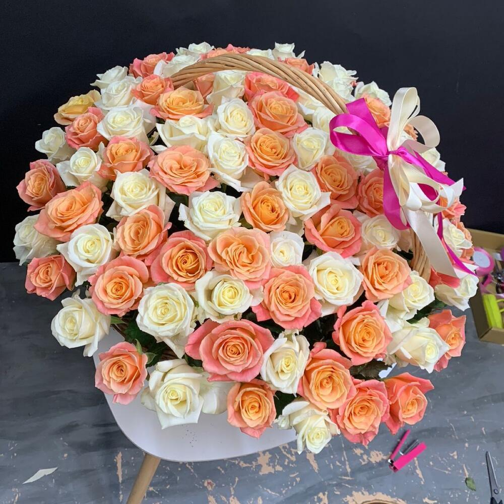 Flower basket «101 Dutch Rose in Basket» - order for 0 $ same day delivery - MyGlobalFlowers