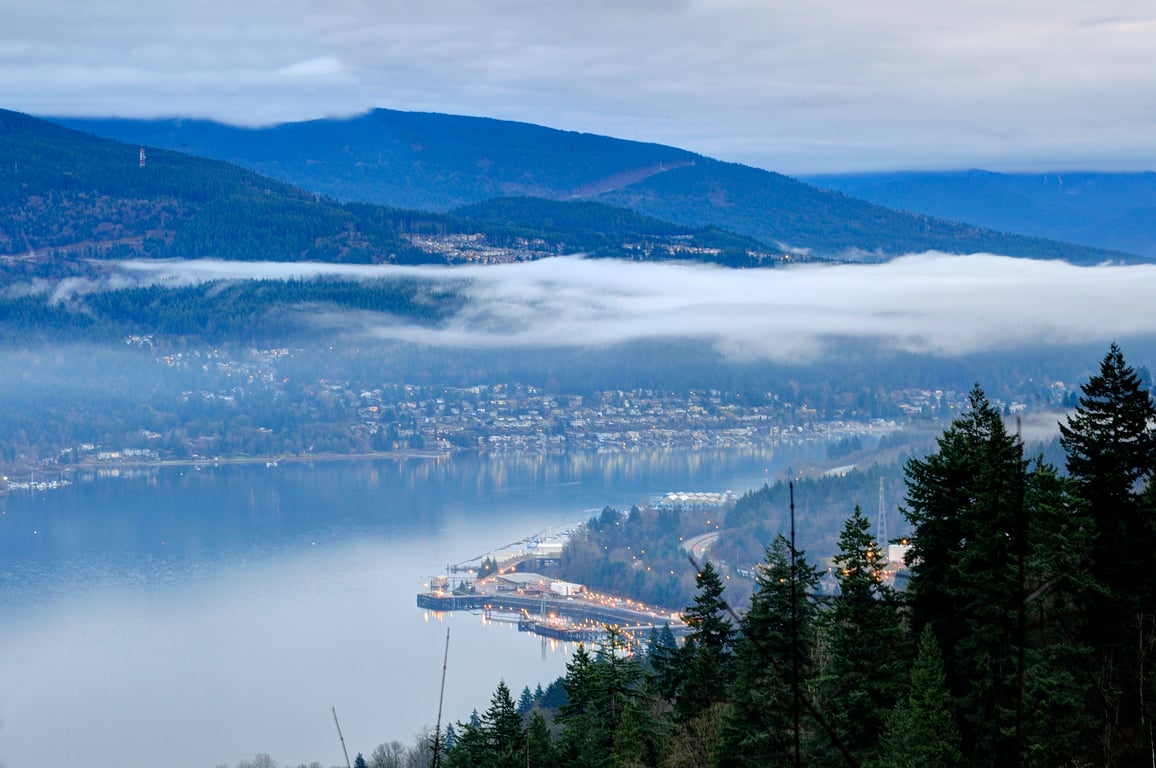 Vancouver skyline at dusk