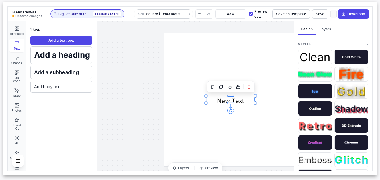 One-click text styles