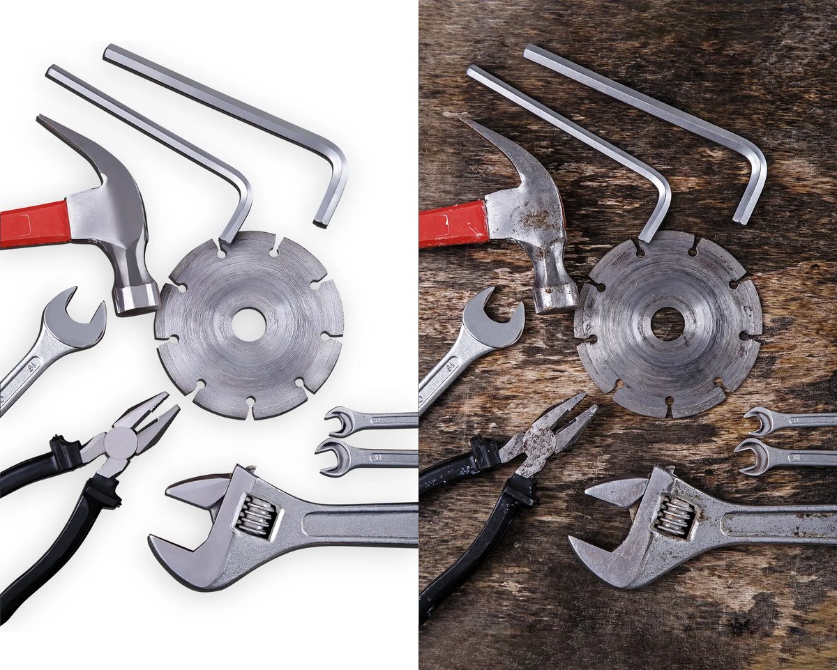 Industrial tool photo retouching