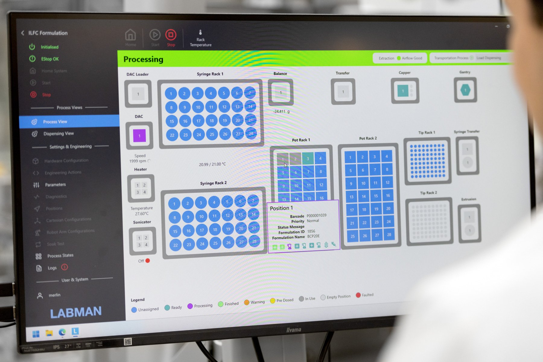 A drag and drop UI serving a formulation robot