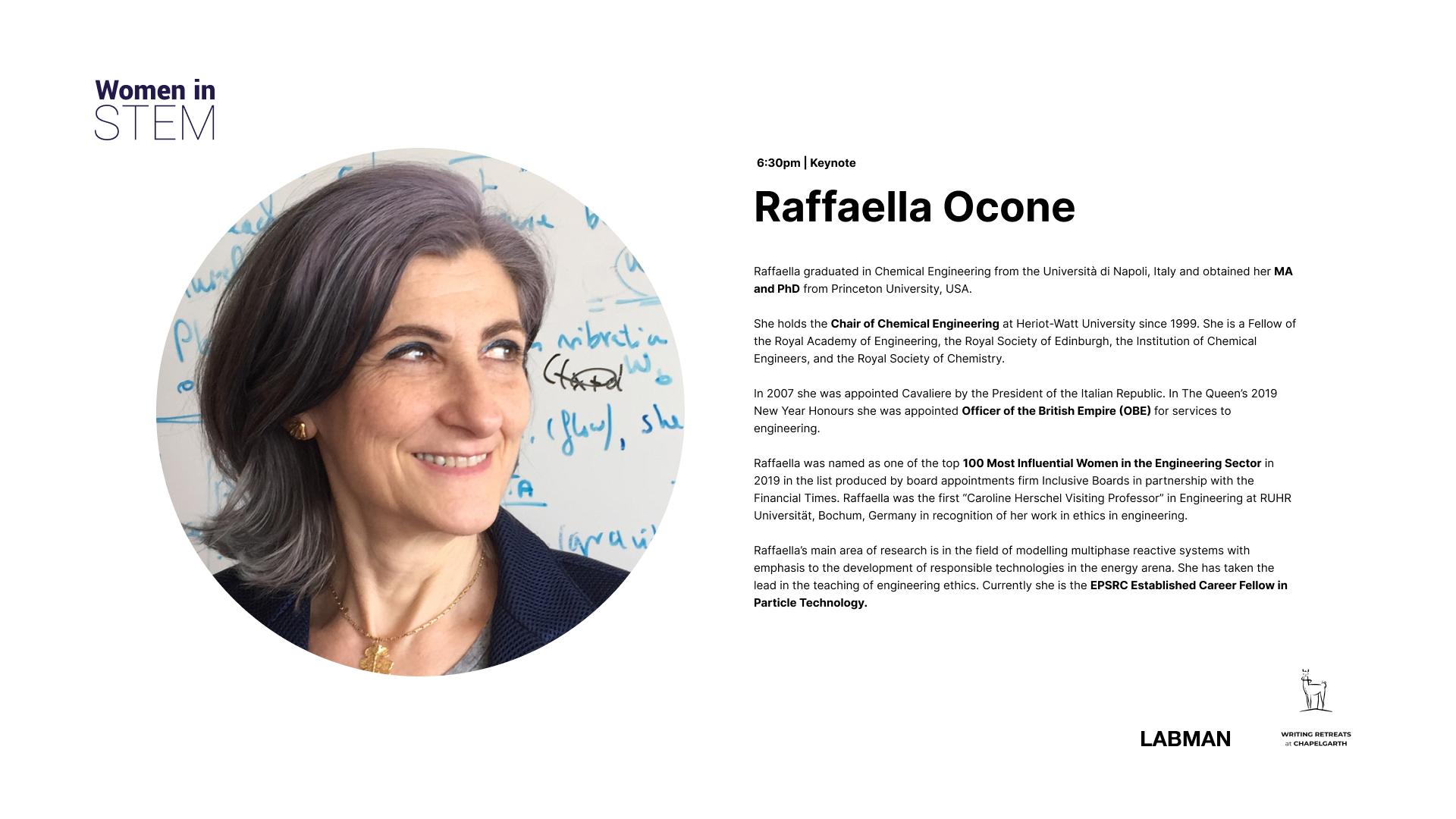 Raffaella Ocone will be speaking at Labman's Science Cabaret