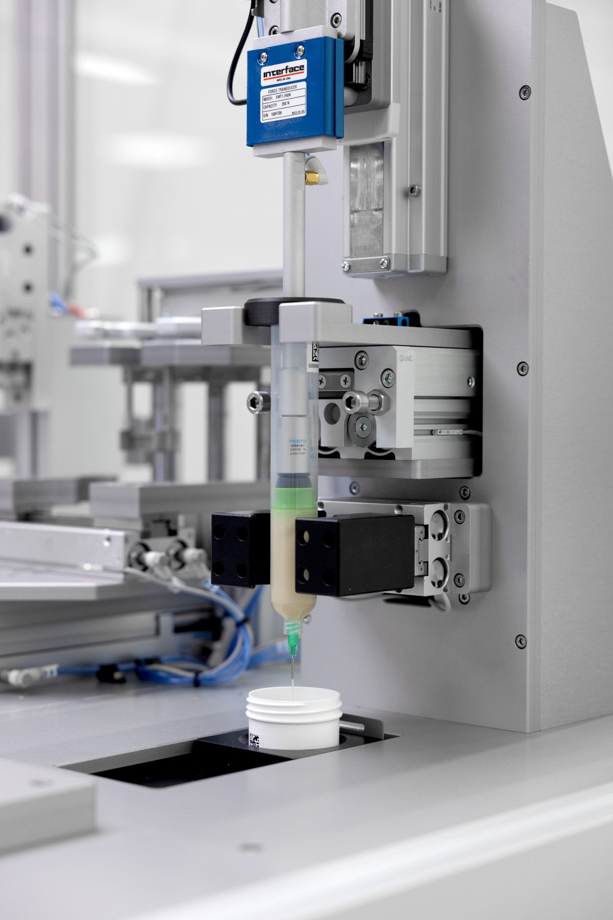 A syringe of polymer formulation ready to be dispensed