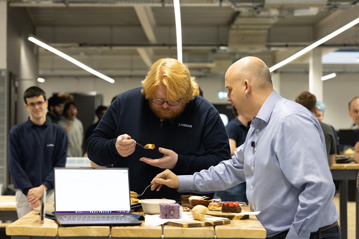 Labman's Nigella and Paul Hollywood tasting the bakes