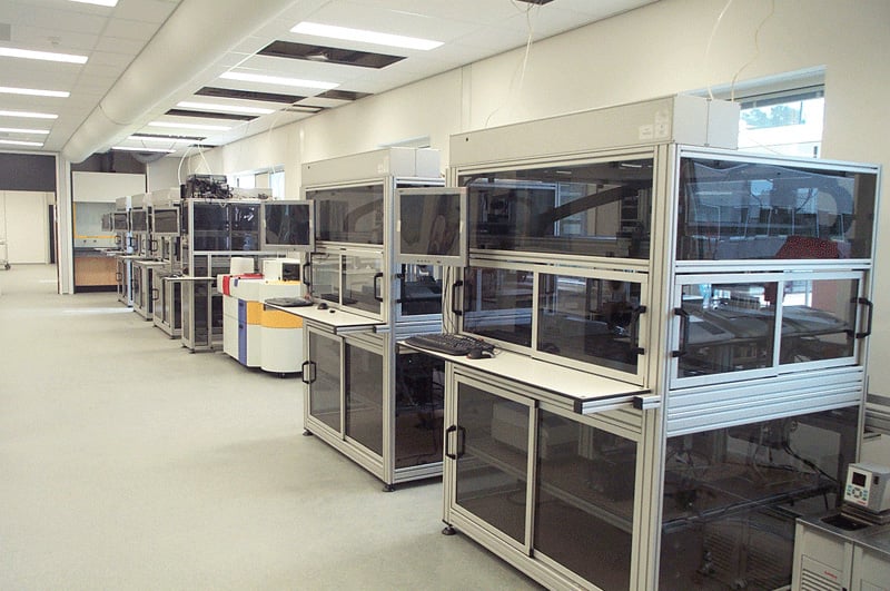 Labman custom system: Vitens automated water laboratory in a row in a lab