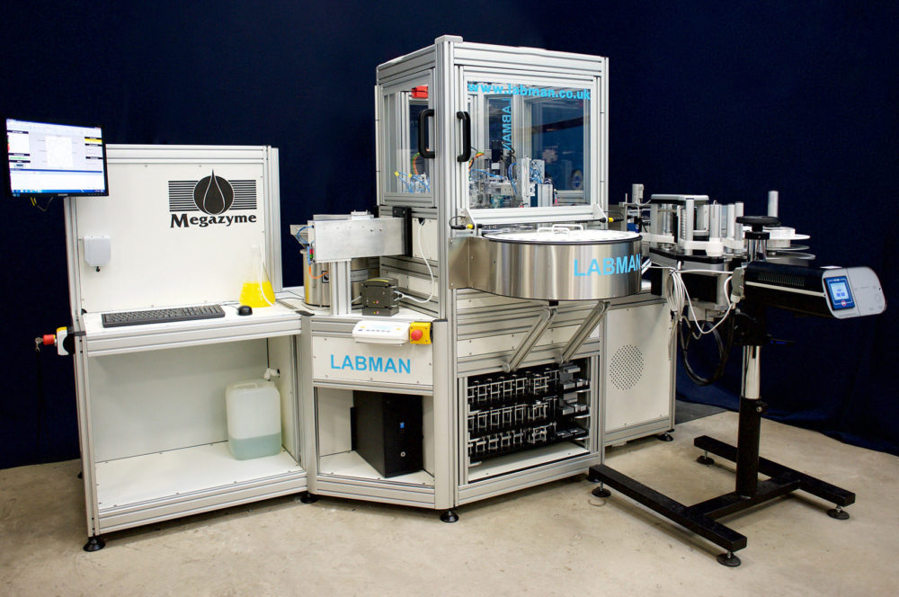 Labman custom system: Semi automated vial packaging/labelling system