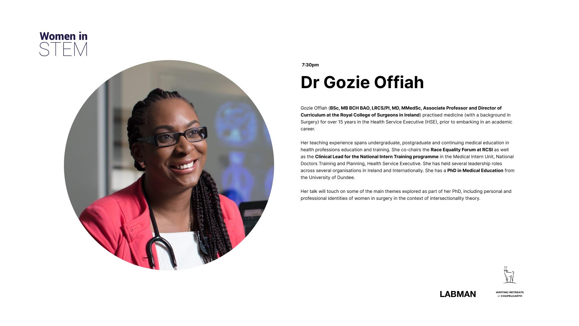 Dr Gozie Offiah will be speaking at Labman's Science Cabaret