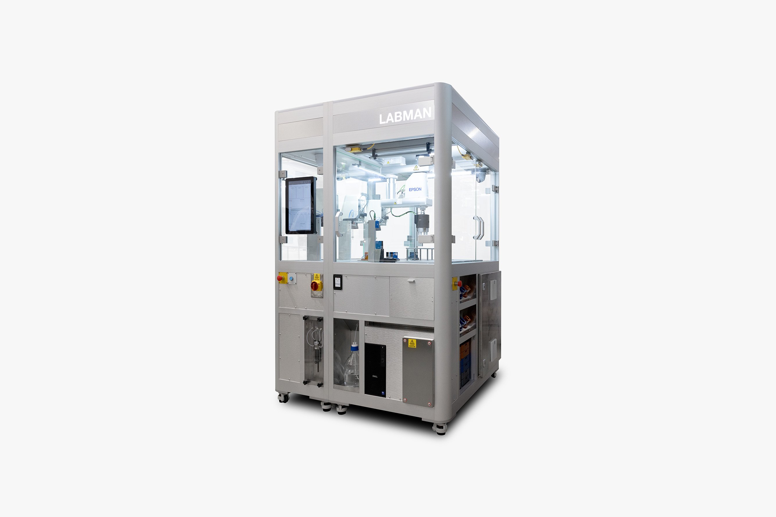 A standalone robotic platform with Epson Scara robot arm and screen