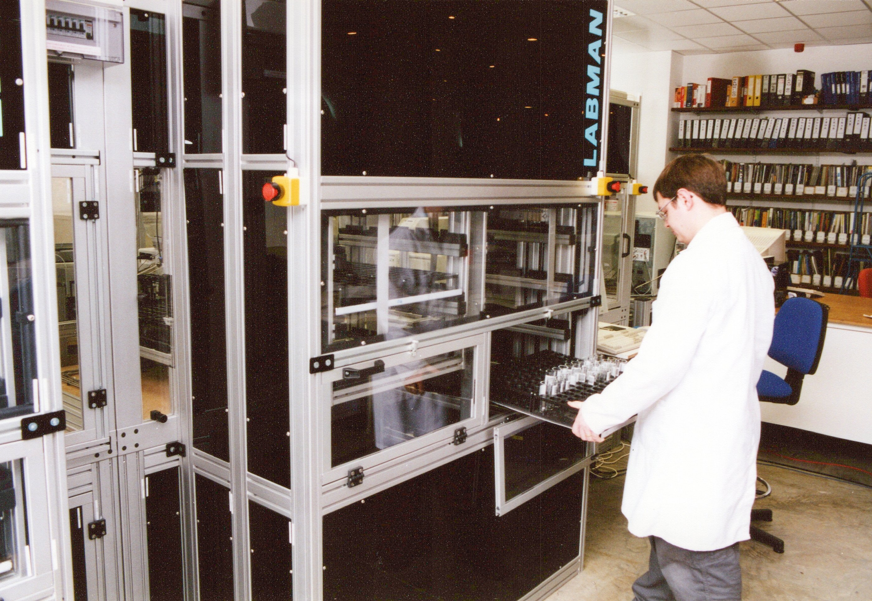 Labman employee working on automation system