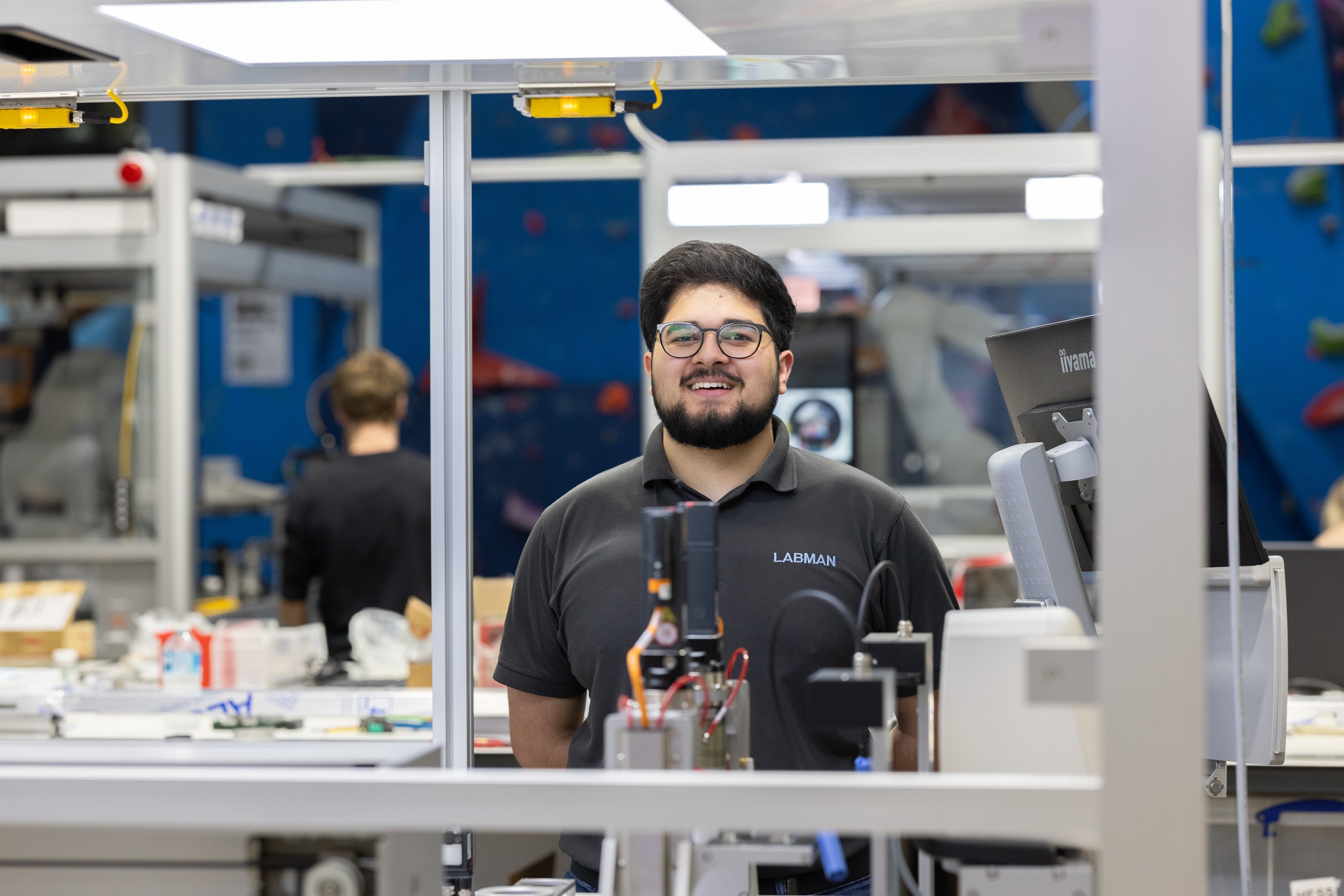 A Labman intern in a lab