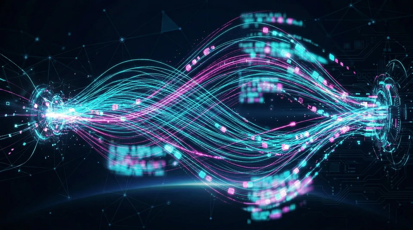Abstract visualization of data and code, representing the B2B technology acquired in the Betsson deal.