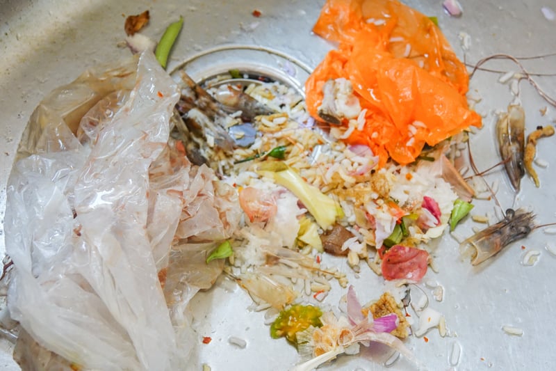 A clogged garbage disposal