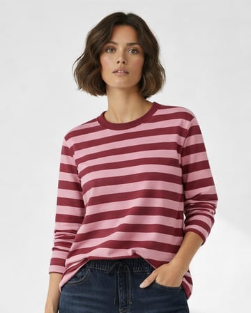 Cotton Jersey Relaxed Long Sleeve Tee Rose Liberty Rose