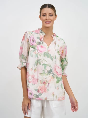 Frill Neck Tie Top Natural Liberty Rose