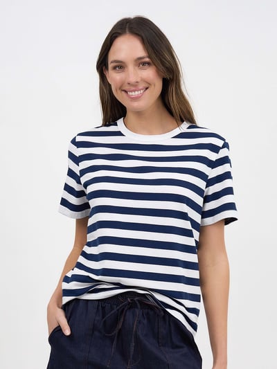 Cotton Jersey Stripe Tee Navy Essentials