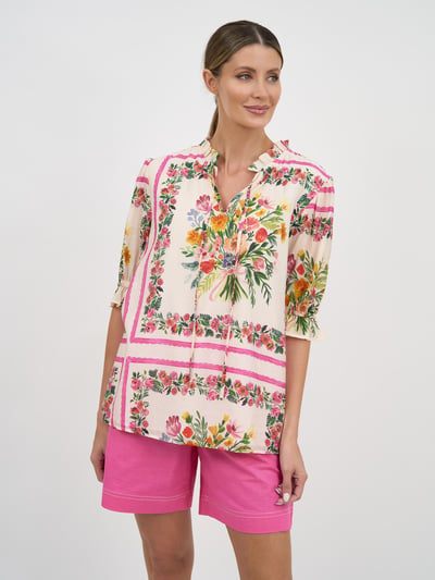 Frill Neck Tie Top Beige Liberty Rose