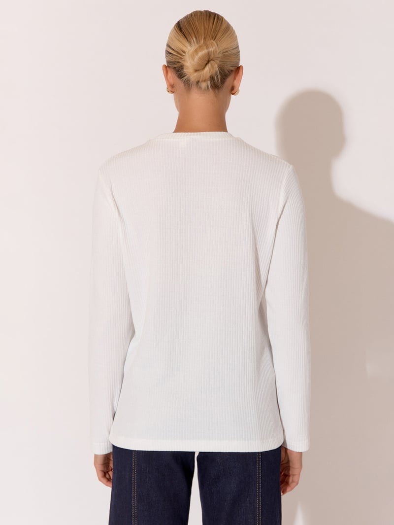 Ribbed Knit Top White Adorne